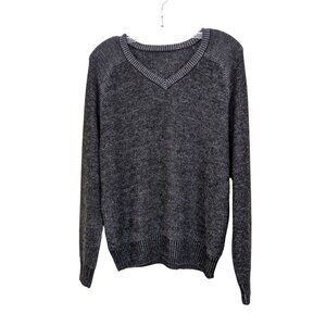 Mens Medium Alpaca Blend Sweater Made In Peru Gray Super Soft Ribbed Hem Cuffs